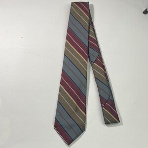 Elegant Striped Men's Tie in Red, Brown, and Blue